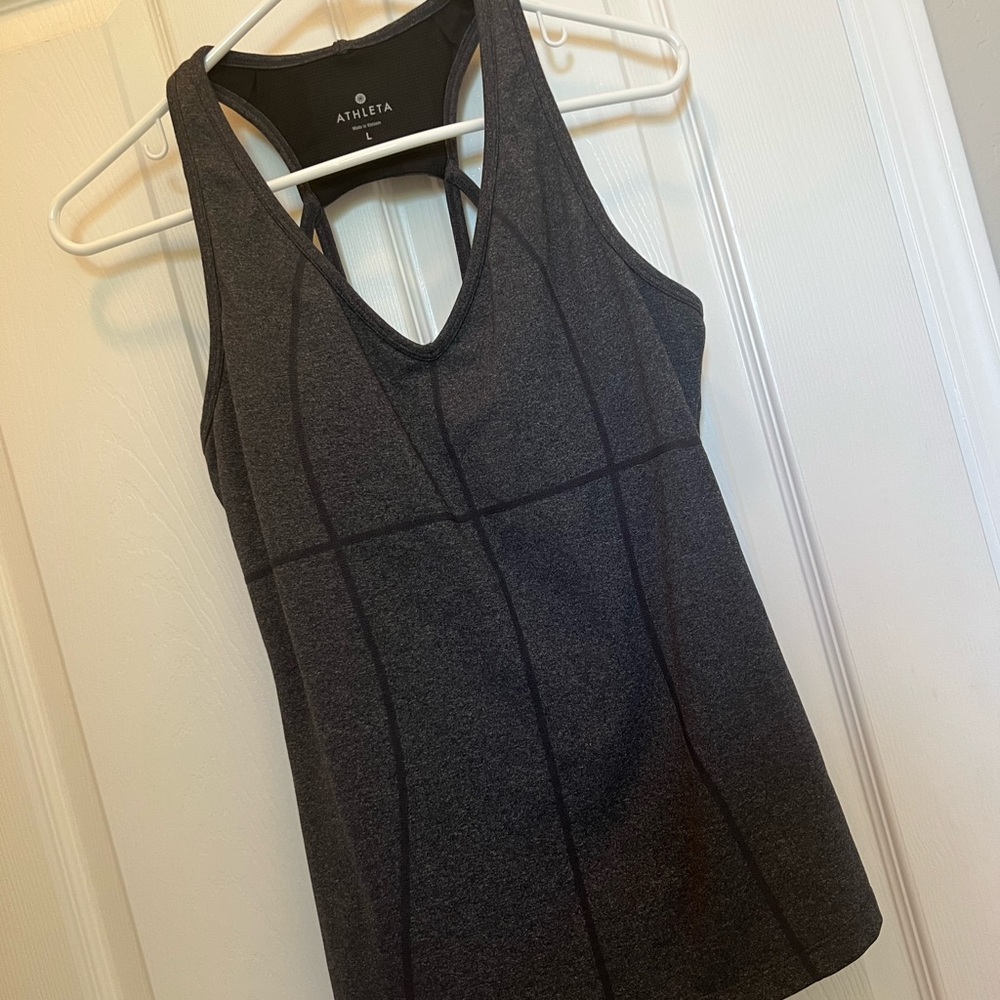 ATHLETA Black Silver Heather Tank Top Size L